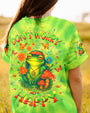 Don_E2_80_99t Worry Be Happy and Peaceful Frog Tie Dye Neon Green Design for Women AOP Shirts _4_ NE49W