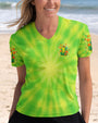 Don_E2_80_99t Worry Be Happy and Peaceful Frog Tie Dye Neon Green Design for Women AOP Shirts _5_ hZja5