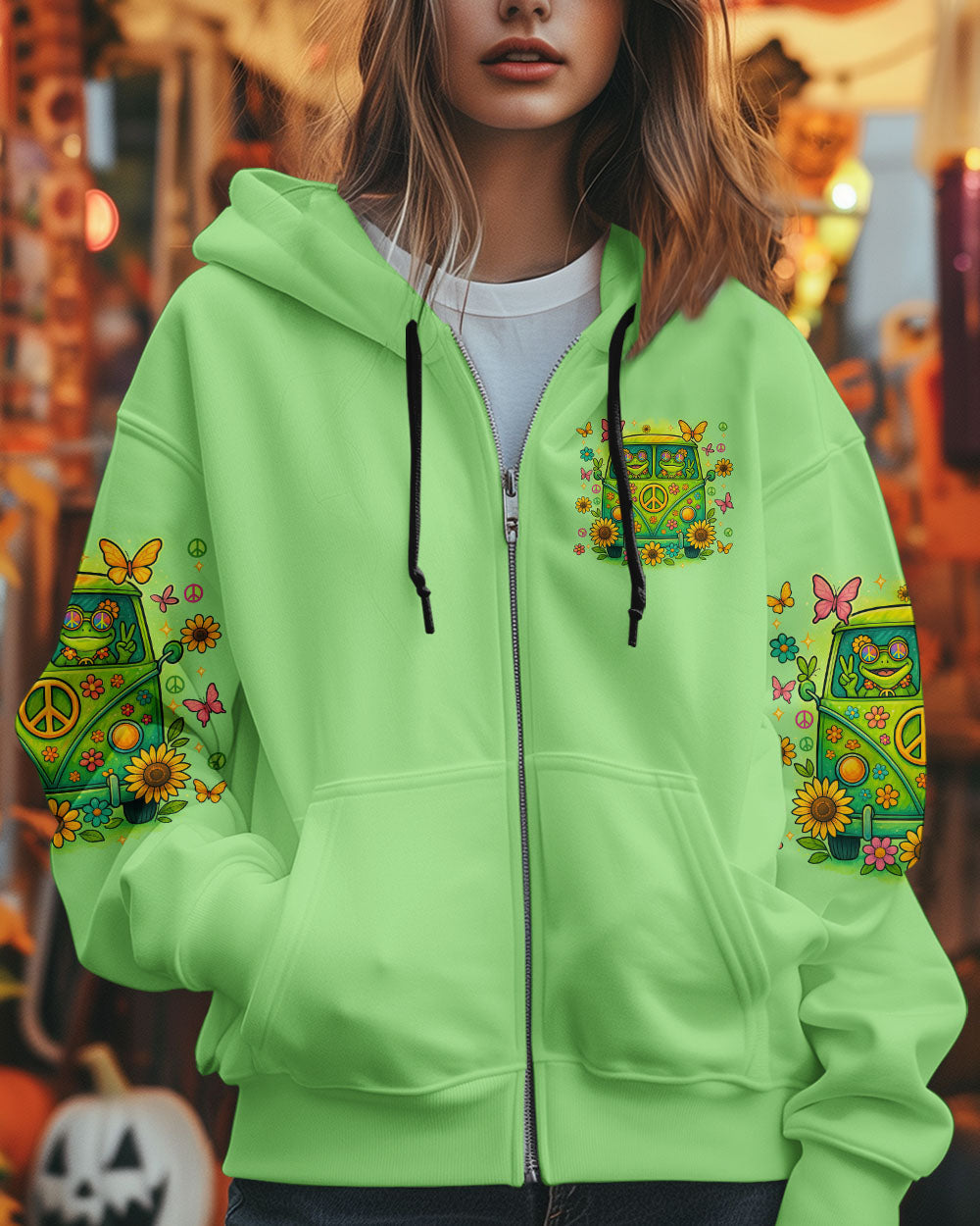 Don_E2_80_99t Worry Be Hippie Cute Frog Retro Van Graphic Tee for Hippie Women AOP Shirts _11_ lbcXn