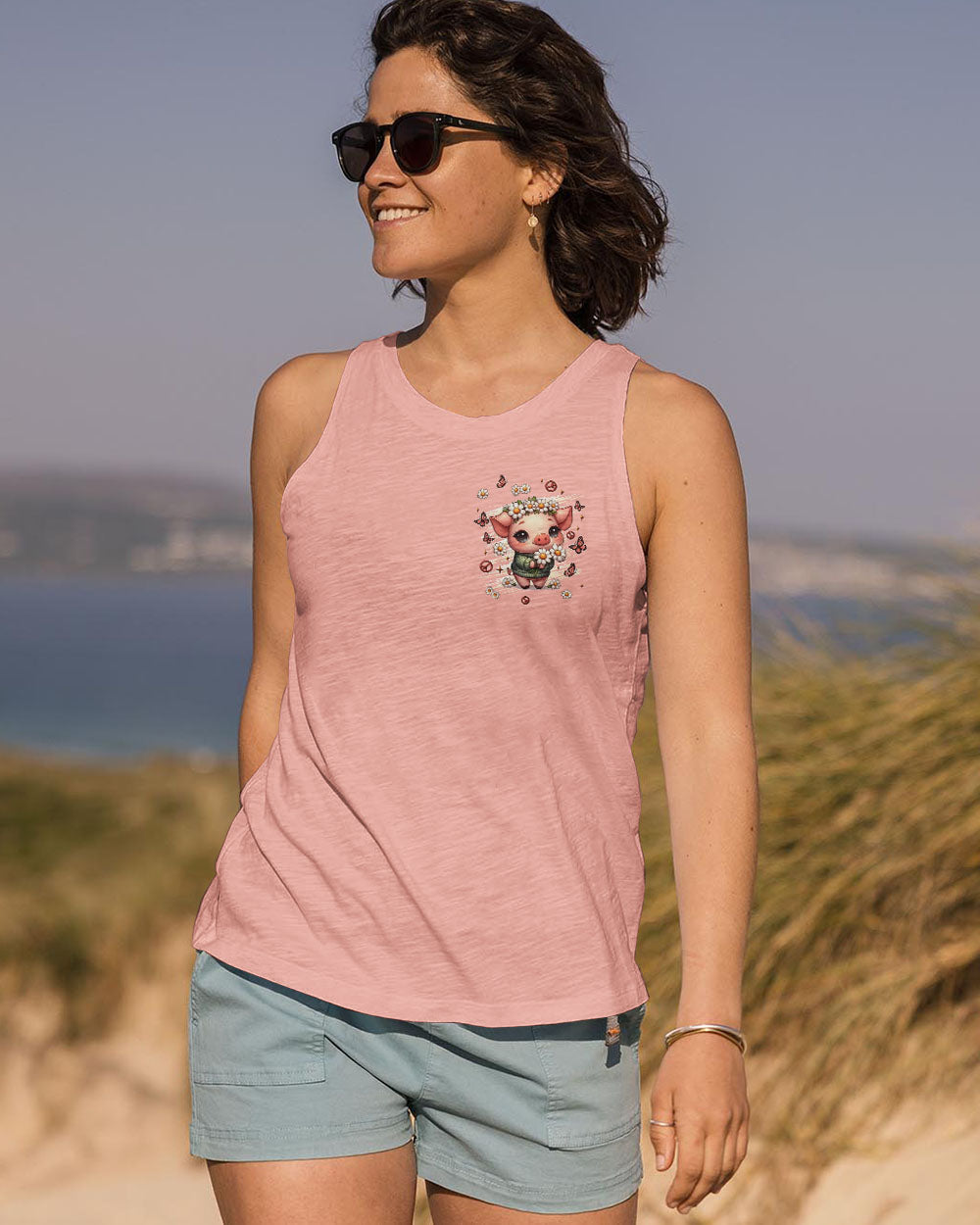 Don_E2_80_99t Worry Be Piggy Cute Pig with Flower Crown _26 Peace Sign AOP Shirts _10_ TjlWy