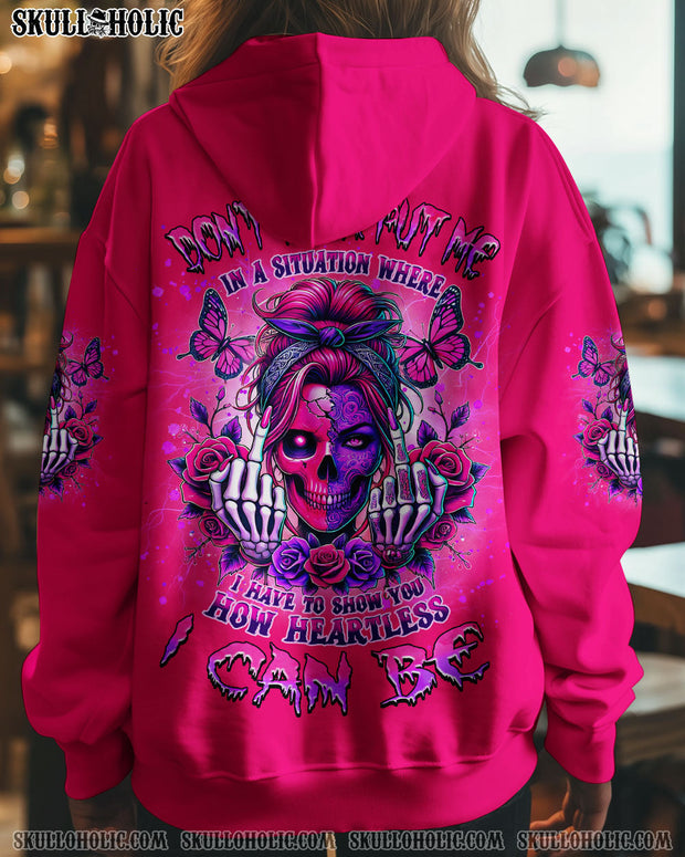 Don't Ever Put Me I Can Be - Pink Skull and Rose Gothic Attitude Graphic - AOP Shirts