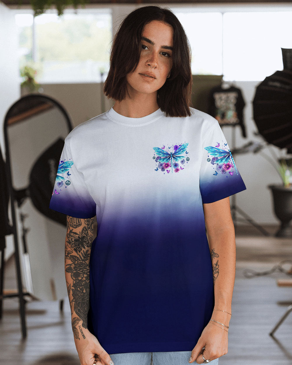Dream As If You Live Forever Live As If Youll Die Today Dragonfly Peace Flowers AOP Shirts _3_ yRSF6