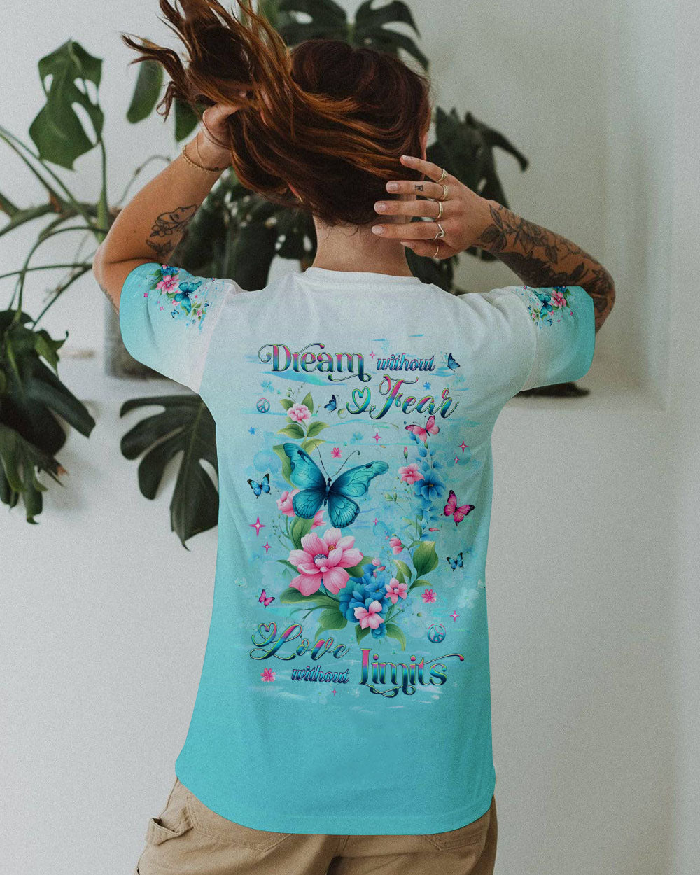 Dream Without Fear Love Without Limits Butterfly Floral Graphic AOP Shirts _10_ 9j5Ro