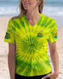 Eat Mushrooms See the Universe Green Tie Dye Mushroom Forest AOP Shirts _2_ Qji1m