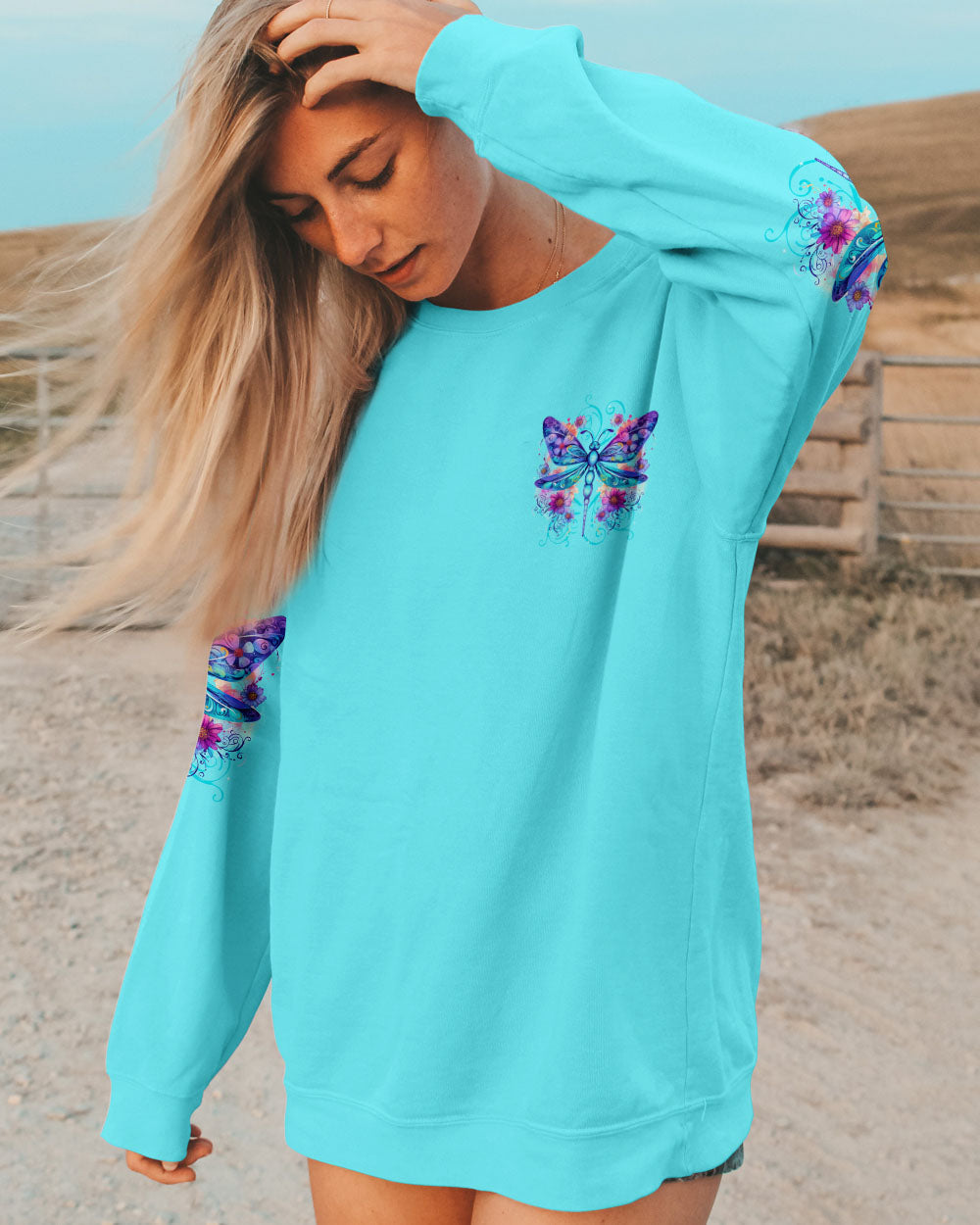 Everything Happens for a Reason Just Believe Dragonfly and Flower Design AOP Shirts _8_ mg0sb