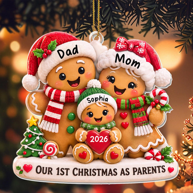 Our 1st Christmas As Parents Christmas Gift For New Parents - Personalized Acrylic Ornament