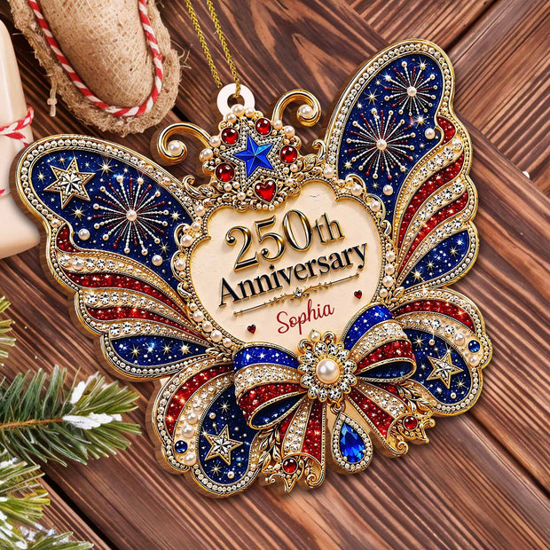 250th Anniversary - Personalized Wood Ornament - Christmas Gift For Friends