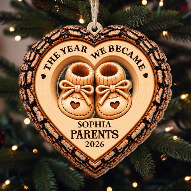 The Year We Became Parents-  Personalized Wood Ornament - Gift For Her