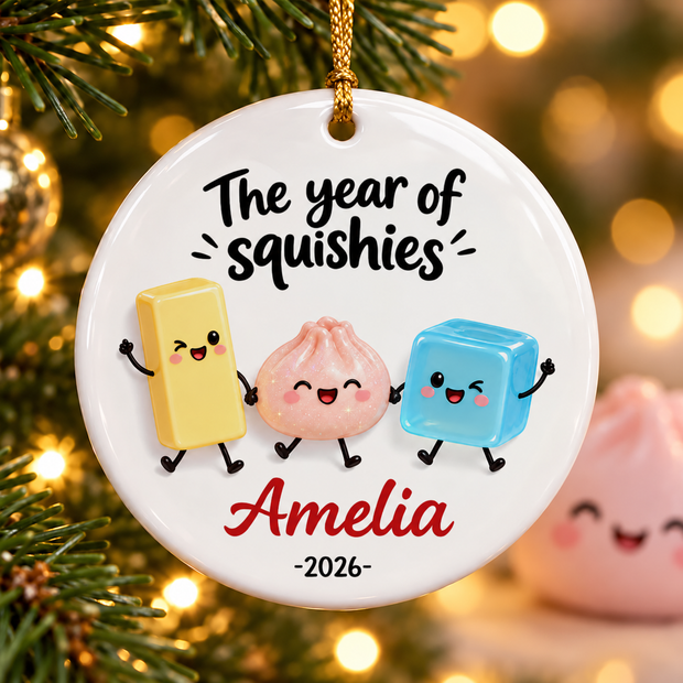 The Year Of Squishies 2D Flat Christmas Gifts For Kids, Friends - Personalized Ceramic Ornament
