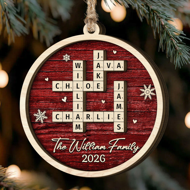 Custom Family Name Scrabble Christmas Gifts For Family - Personalized Wooden Ornament