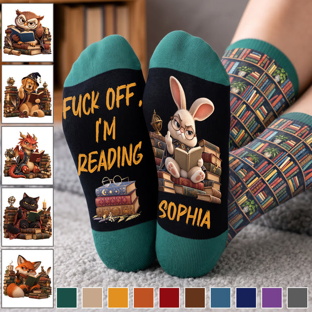 I’m Reading Custom Name Funny Gift For Book Lovers - Personalized Crew Socks HH02