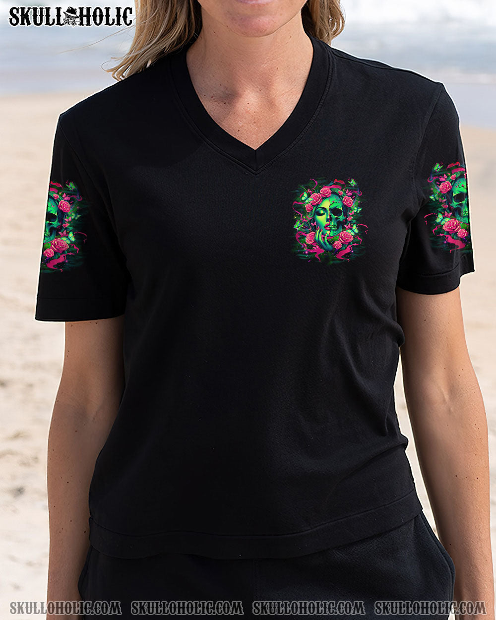 Figure Me Out Im a Special Kind of Twisted Skull Girl Dark Floral Gothic AOP Shirts _4_ c3Z5Y