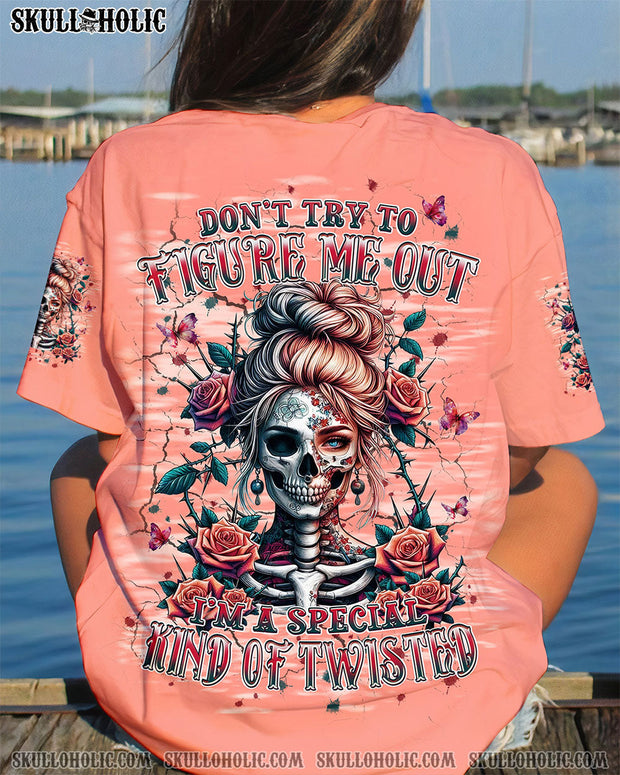 Figure Me Out Kind of Twisted - Gothic Skull & Butterfly Girl Graphic  - AOP Shirts