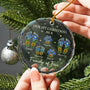 FirstChristmasAsAFamilyOfFourSunflowerFootprints PersonalizedCircleGlassOrnament MK2