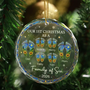FirstChristmasAsAFamilyOfFourSunflowerFootprints PersonalizedCircleGlassOrnament MK3