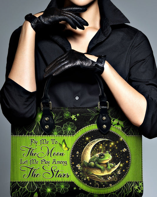 Fly Me to the Moon Let Me Play Among the Stars Celestial Moon Frog Hippie Leather Bag _10_ kZh7S
