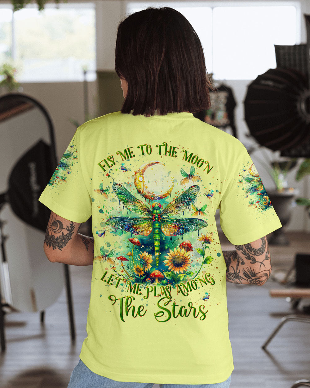 Fly Me to the Moon Let Me Play Among the Stars Dragonfly Celestial Graphic AOP Shirts _1_ 3pwqC