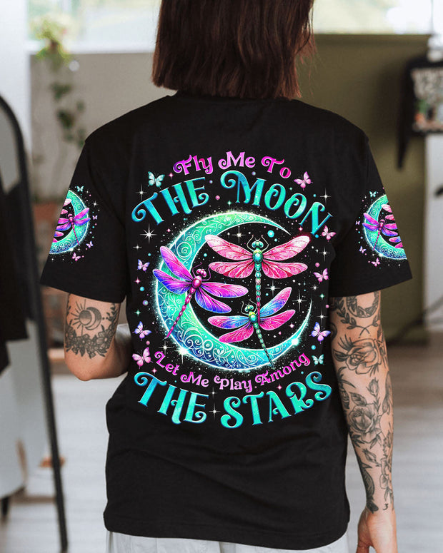 Fly Me to the Moon Let Me Play Among the Stars - Magical Glow Dragonfly - AOP Shirts