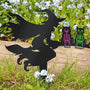 Flying Witch On Broom With Cat Skeleton Halloween Personalized Metal Garden Stake_5