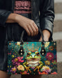 Frog Princess Purse with Floral Background Hippie Leather Bag Gift for Women _1_ IjzJV