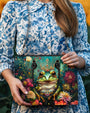 Frog Princess Purse with Floral Background Hippie Leather Bag Gift for Women _2_ PL3s3
