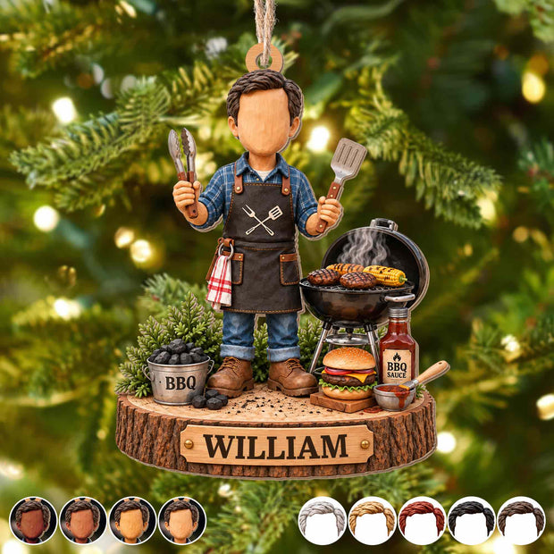 Master Of The Grill BBQ - Personalized Wood Ornament - Christmas Gift For Him