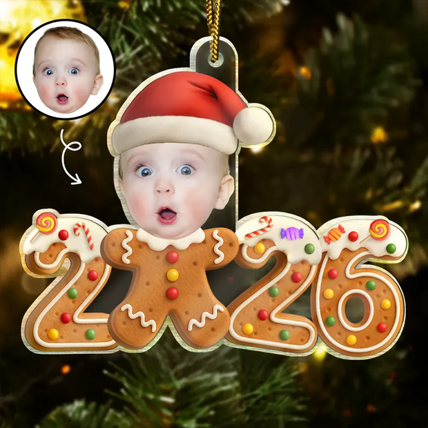 Custom Photo Gingerbread Funny Baby First Christmas - Personalized Custom Shaped Acrylic Ornament - Christmas Gifts For Kids