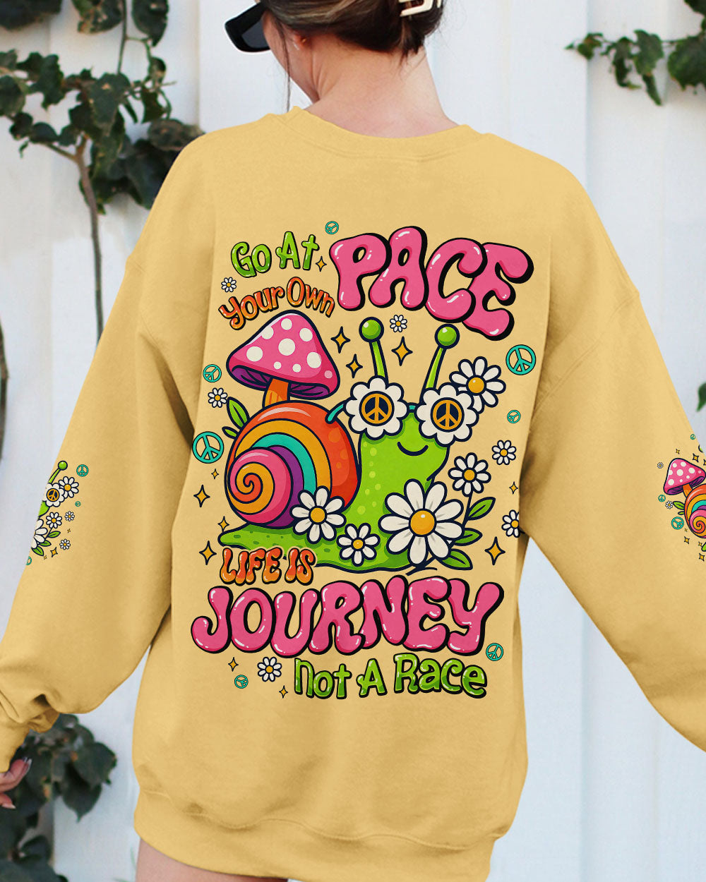 Go At Your Own Pace Hippie Snail Peaceful and Colorful AOP Shirts _10_ 5RbjR