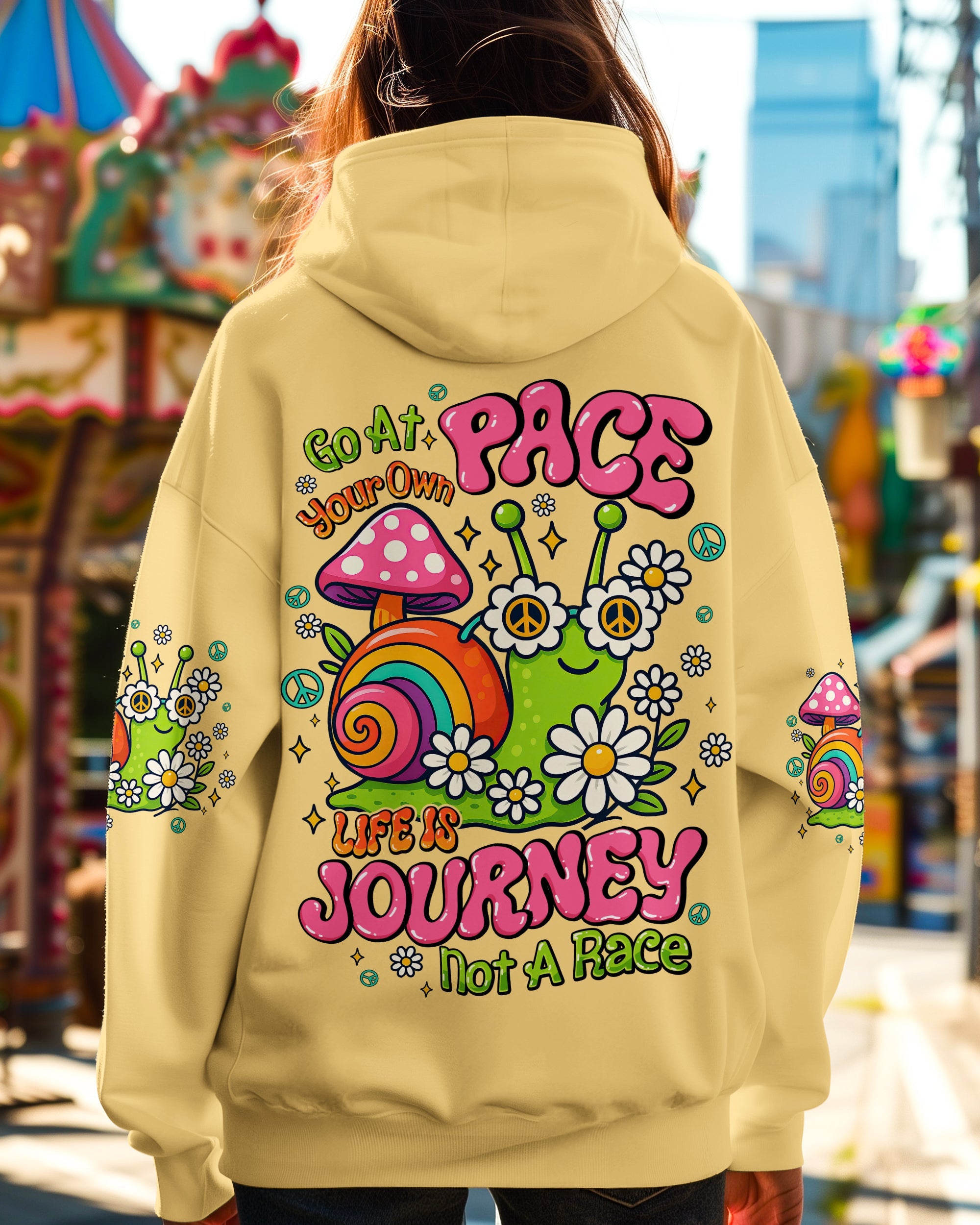 Go At Your Own Pace Hippie Snail Peaceful and Colorful AOP Shirts _8_ JYYUu