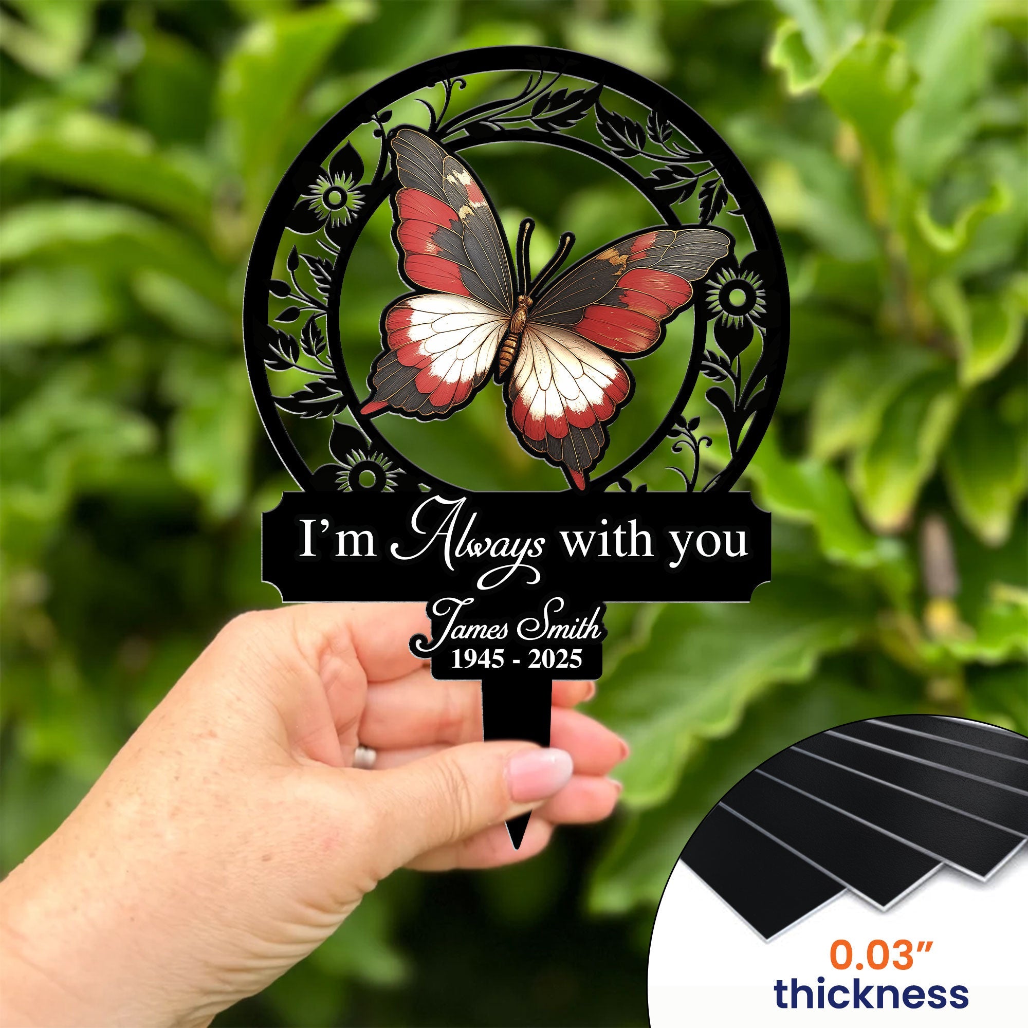 God Has You In His Arms Sympathy Rememberance Personalized Photo Metal Garden Stake_3