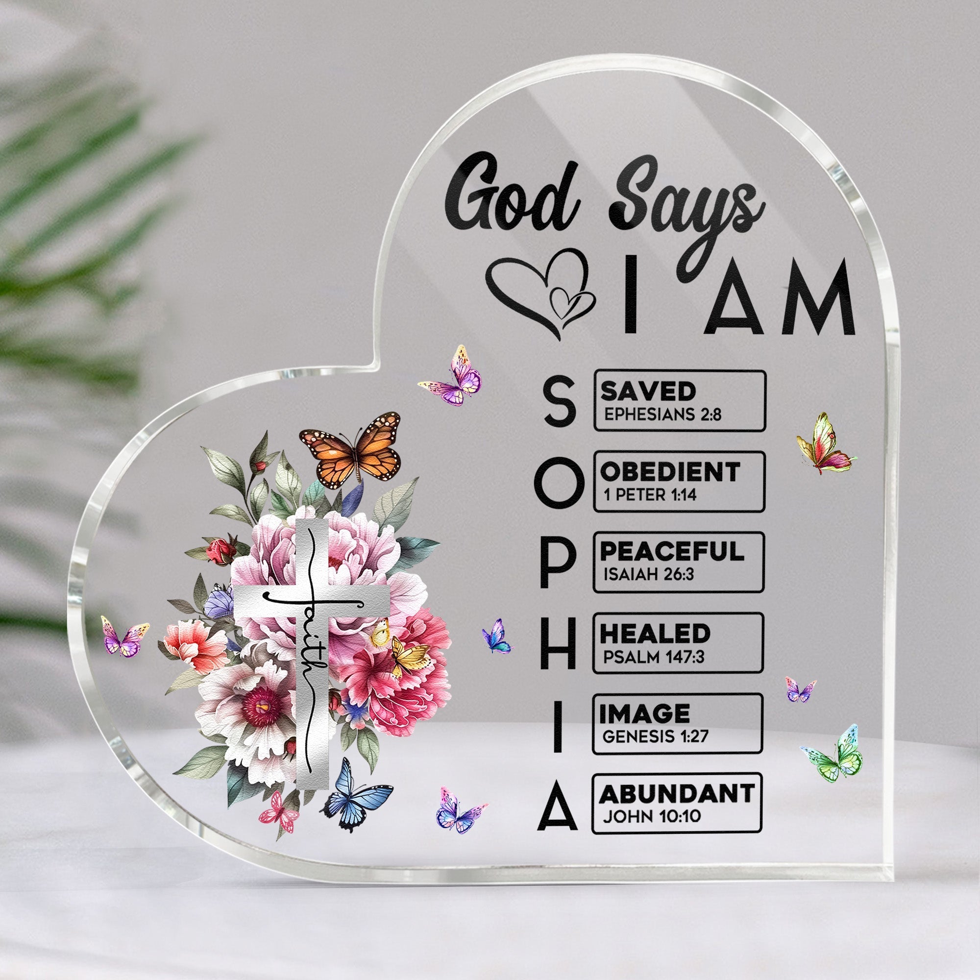 God Says I Am Name In Bible Verse Christian Gifts For Women Personalized Acrylic Plaque_2