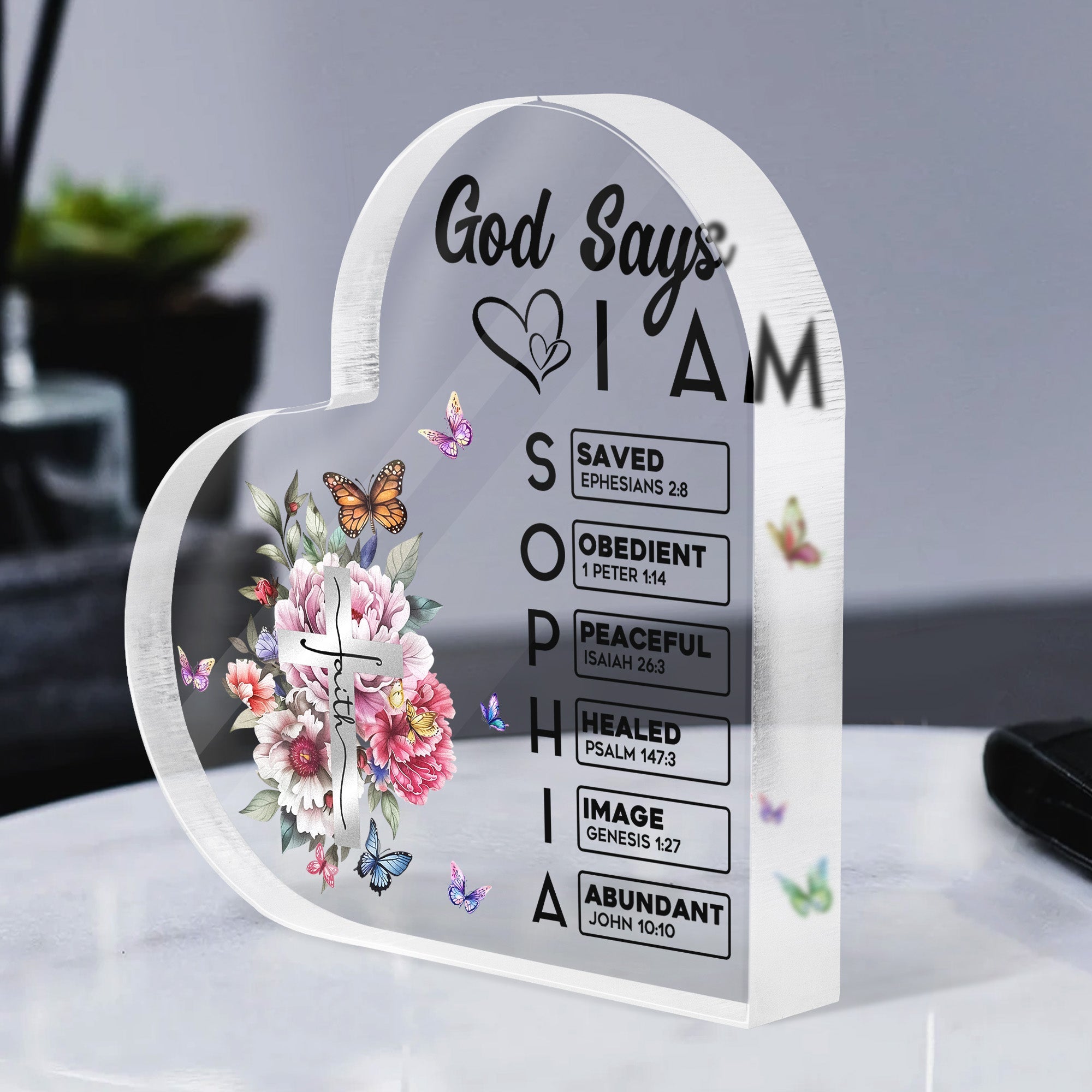 God Says I Am Name In Bible Verse Christian Gifts For Women Personalized Acrylic Plaque_3