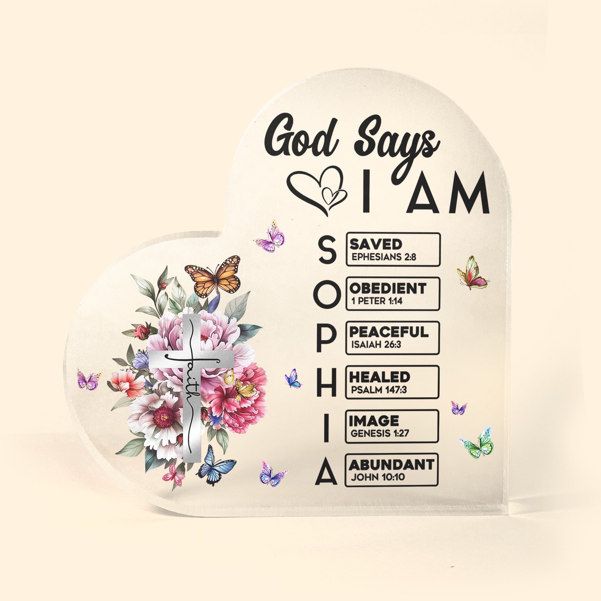 God Says I Am Name In Bible Verse Christian Gifts For Women Personalized Acrylic Plaque_4