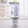 God Says I Am Name Letter In Bible Toile De Jouy Style Personalized 40oz Tumbler With Straw_1