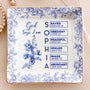 God Says I Am Name Letter In Bible Toile De Jouy Style Personalized Jewelry Dish_1