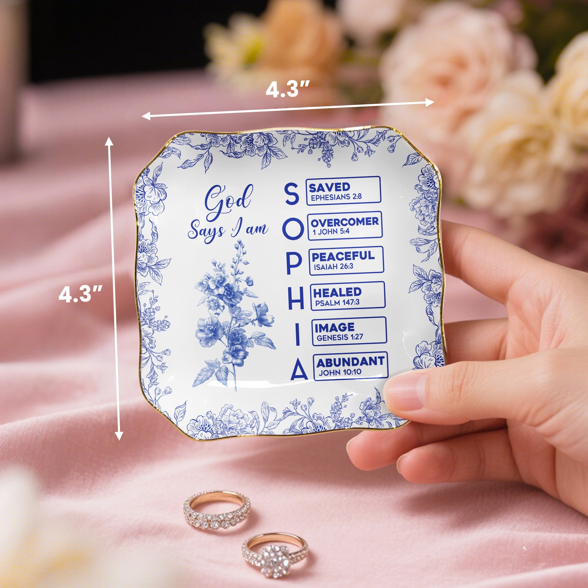 God Says I Am Name Letter In Bible Toile De Jouy Style Personalized Jewelry Dish_6_9bc9efd1 8f4d 454b b052 f994a2fb7d9c