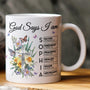 God Says I Am New Version Custom Birth Flower Name In Bible Personalized mug_1