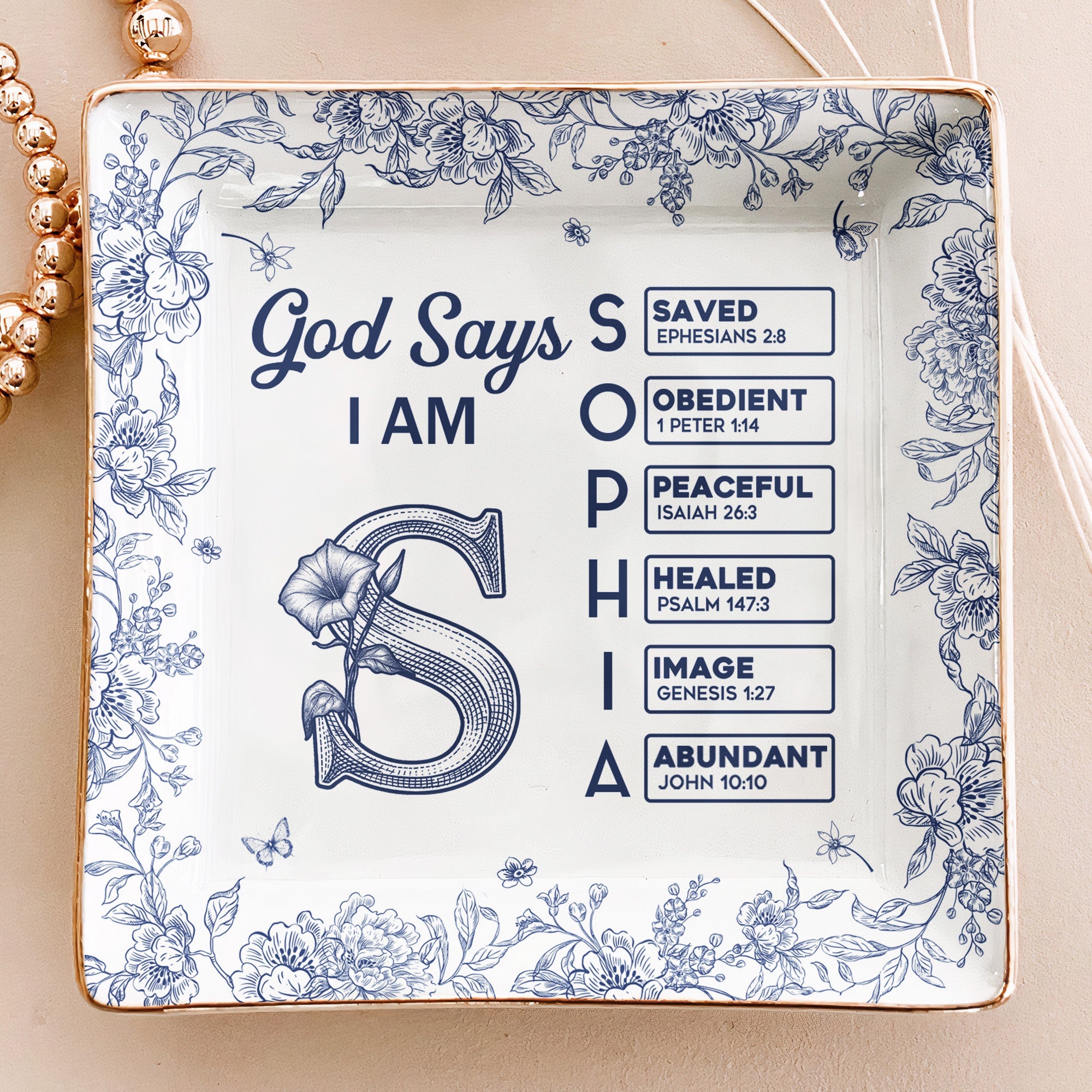 Gods Says I Am Custom Name In Bible Verse New Version Personalized Jewelry Dish_2
