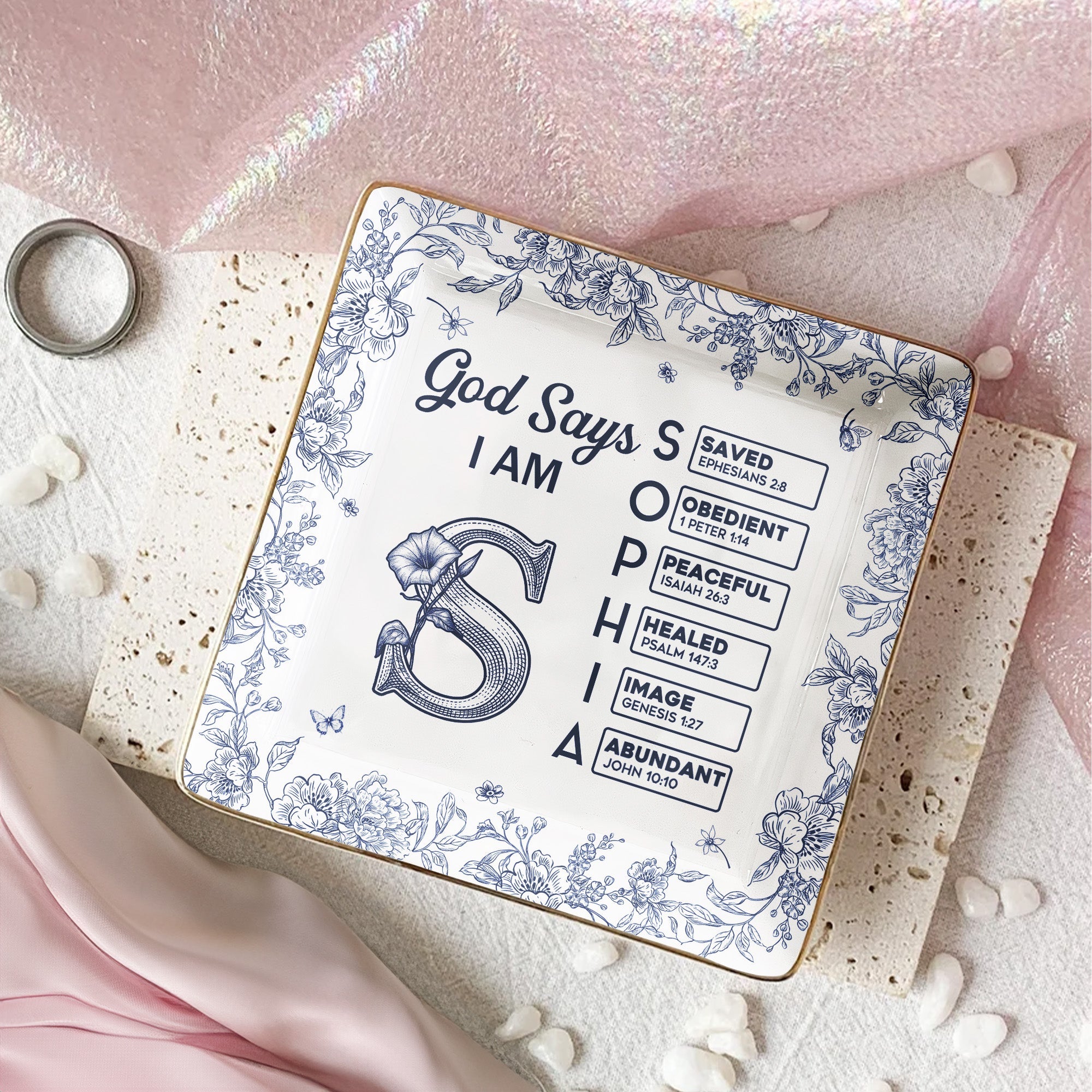 Gods Says I Am Custom Name In Bible Verse New Version Personalized Jewelry Dish_3
