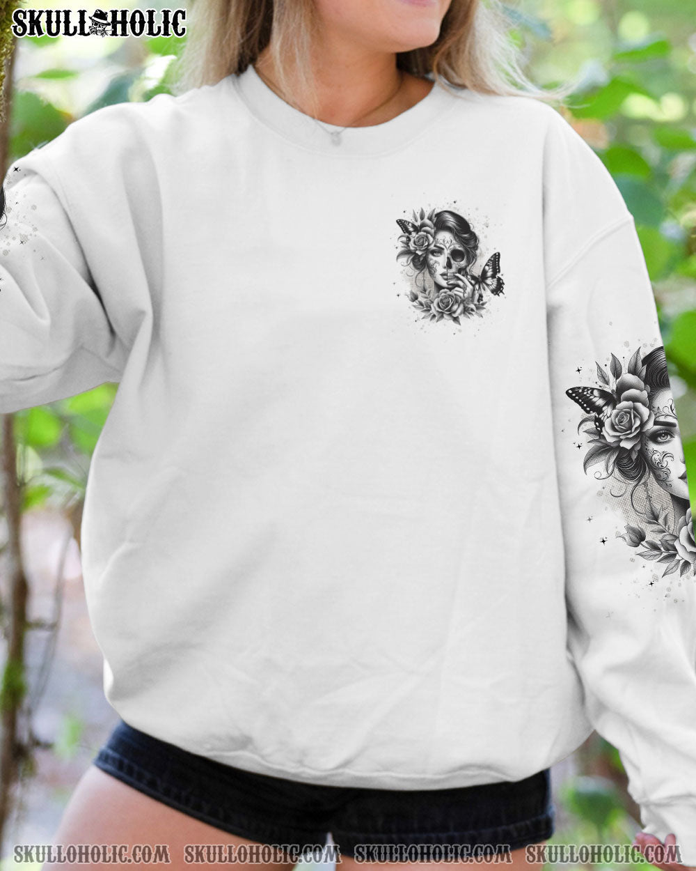 Good Girl Gone Bad The B in Me Came Out Gothic Skull _26 Roses Attitude AOP Shirts _2_ CJJFk
