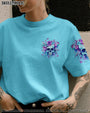 Good Girl gone Bad The B in Me Came Out Purple Skull and Floral Graphic for Women AOP Shirts _10_ Ozynp