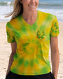 Good Times Crazy Friends Amazing Memories Yellow and Green Tie Dye for Women AOP Shirts _5_ hPlcF