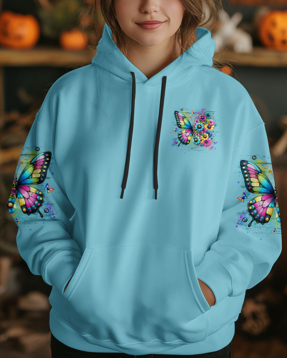 Grow Through What You Go Through Colorful Butterfly and Floral AOP Shirts _2_ ENMHU