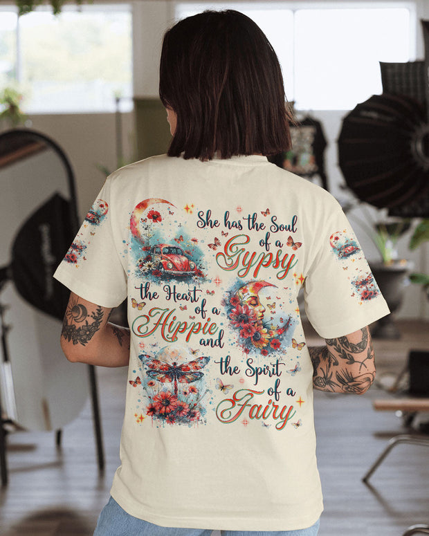 Gypsy Soul Fairy Spirit - Hippie Heart and Moon Vintage VW Bug - AOP Shirts