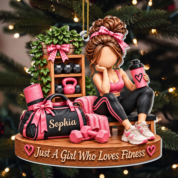 Just A Girl Who Loves Fitness - Personalized Acrylic Ornament - Gift For Her