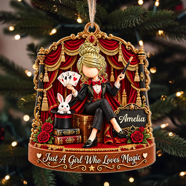 Just A Girl Who Loves Magic - Personalized Wood Ornament - Christmas Gift For Her
