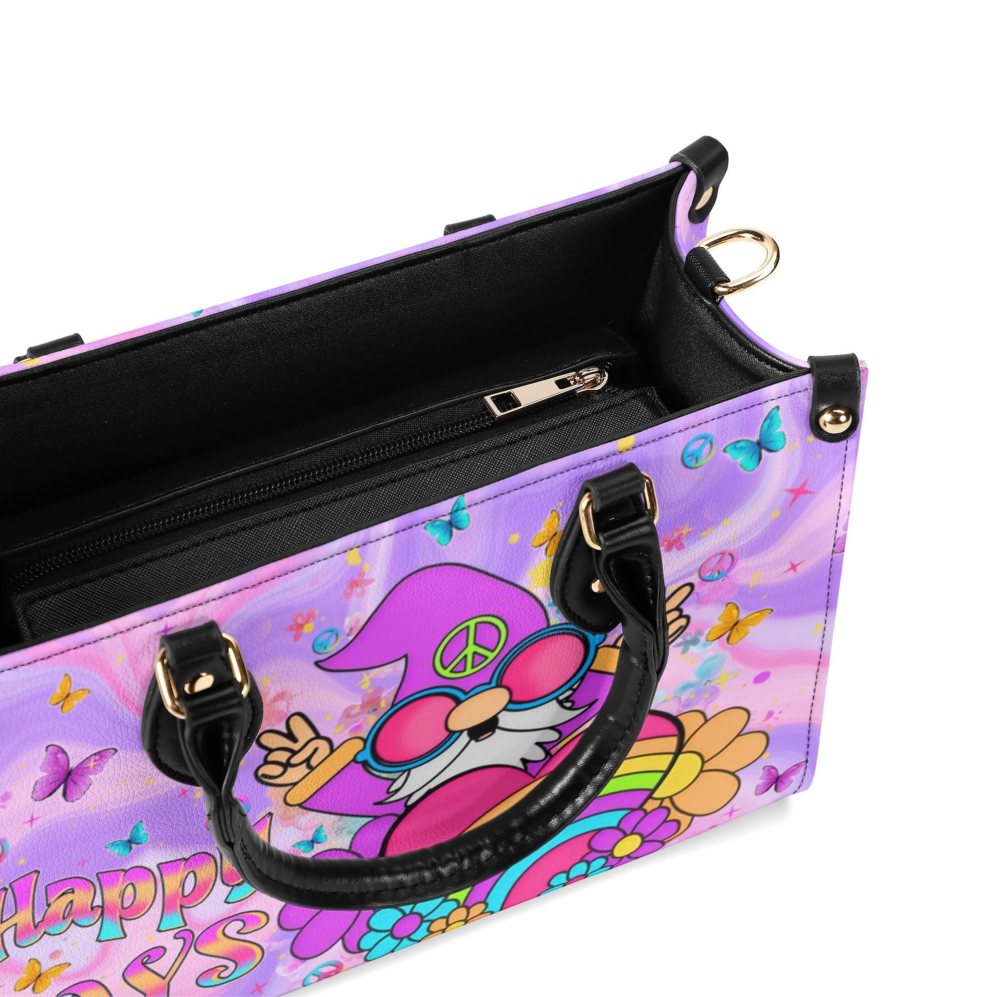Happy Days Gnome Colorful Heart Hippie Leather Bag Gift for Women _4_ PObBI
