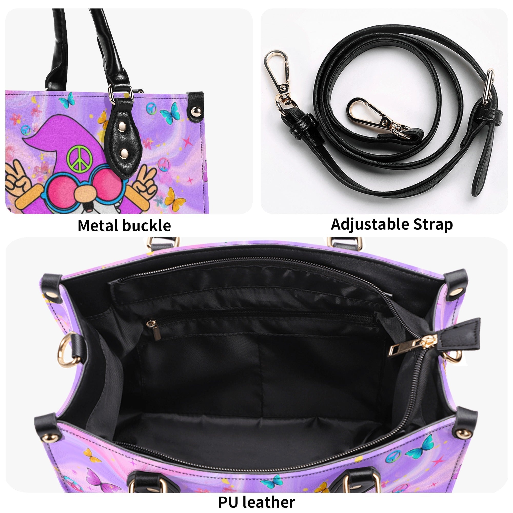 Happy Days Gnome Colorful Heart Hippie Leather Bag Gift for Women _5_ jiqcn