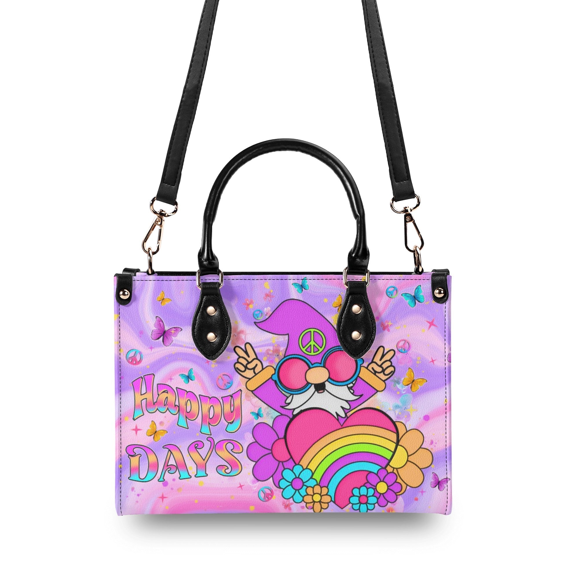 Happy Days Gnome Colorful Heart Hippie Leather Bag Gift for Women _6_ uSrT3