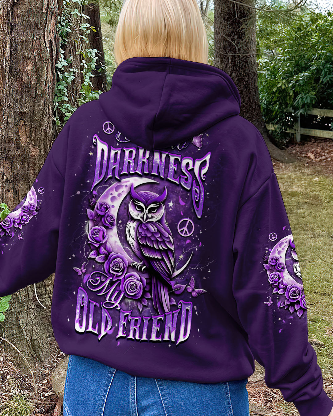 Hello Darkness My Old Friend Purple Owl Moon Rose Graphic Tee for Women AOP Shirts _7_ jUZm3